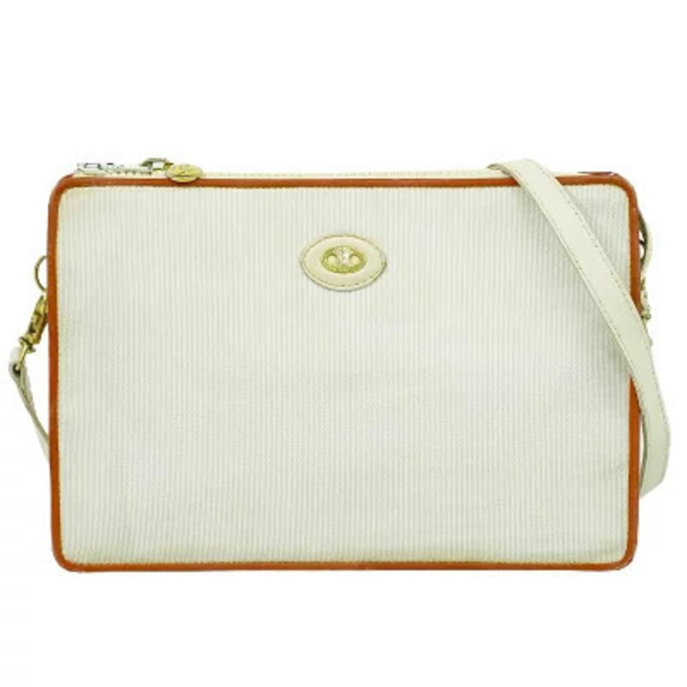 Celine Leather Saddle Crossbody Bag White